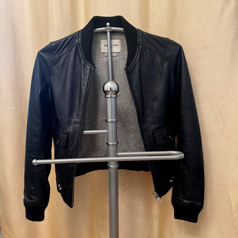 Obey No 89 black leather women's jacket XS